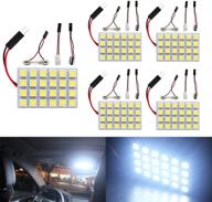 🔆 everbrightt 5-pack white 5050 24smd led panel dome light lamp - auto car interior lamp with t10 / ba9s / festoon adapters - dc 12v, high-quality illumination solution logo