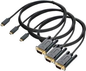img 4 attached to 🔌 6-Foot USBC to VGA Cable 3-Pack by DteeDck - Thunderbolt 3 Compatible, Display Monitor Projector Cord for MacBook Air, MacBook Pro, iMac, Surface Book 2 and More