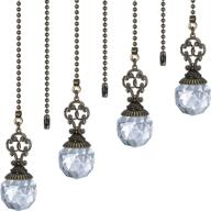 💎 enhance your ceiling fan with crystal prism ball pull chains - 12 inch vintage ceiling fan chain extender ornament with fan chain connector for ceiling light fan (transparent, set of 4) логотип