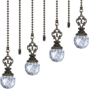 img 4 attached to 💎 Enhance Your Ceiling Fan with Crystal Prism Ball Pull Chains - 12 Inch Vintage Ceiling Fan Chain Extender Ornament with Fan Chain Connector for Ceiling Light Fan (Transparent, Set of 4)