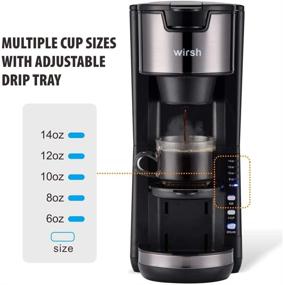 img 1 attached to Wirsh Single Serve Coffee Maker – Compatible with K-Cup Pod and Ground Coffee, Compact K-CUP Coffee Machine with 30 oz Detachable Reservoir, 5 Brew Sizes, and Adjustable Drip Tray