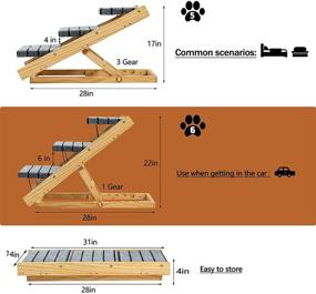 img 2 attached to 🐶 Daerky 2-in-1 Dog Ramp and Dog Stairs: Adjustable in Height (22, 20, 17, 13 in), Thickened Non-Slip Carpet, Solid Wood Construction - Supports 200 lb. Perfect for Small and Medium-Sized Dogs