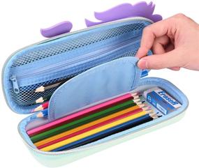 img 3 attached to 🦄 StudentsZone Cute Pencil Case for Kids - Green Unicorn: Large Capacity Pen Pouch & Marker Box for Office & School Supplies