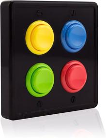 img 1 attached to Enhance Your Game Room Decor with the Arcade Light Switch Plate Cover: Black/Red, Blue, Green, Yellow, Double Switch, 2-Gang Standard Size Rocker Wall Plate - Perfect for Kid Bedrooms, Game Rooms, and Faceplate Replacements