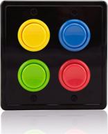 enhance your game room decor with the arcade light switch plate cover: black/red, blue, green, yellow, double switch, 2-gang standard size rocker wall plate - perfect for kid bedrooms, game rooms, and faceplate replacements logo