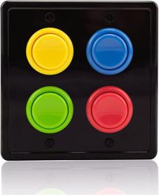 img 4 attached to Enhance Your Game Room Decor with the Arcade Light Switch Plate Cover: Black/Red, Blue, Green, Yellow, Double Switch, 2-Gang Standard Size Rocker Wall Plate - Perfect for Kid Bedrooms, Game Rooms, and Faceplate Replacements