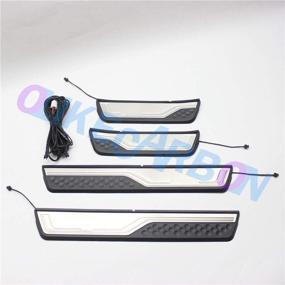 img 4 attached to 🚗 Fashion Style Red LED Door Sill Scuff Plate Guard Sills Protector Trim for Honda CR-V CRV 2017 2018 2019