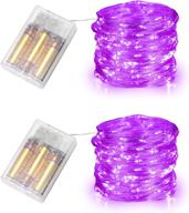 🎃 set of 2 purple lomotech fairy lights for halloween decorations - 16.4ft 50 led string lights, battery powered firefly twinkle lights with 2 modes for outdoor and indoor wedding, christmas, halloween логотип