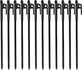 img 4 attached to Ultra-Durable 12-Pack Black Forged Steel Burly Heavy Duty Camping Tent Pegs Stake for Outdoor Adventures