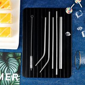 img 2 attached to Premium Silver Stainless Steel Straws Set of 10 with Silicone Tips – Eco-Friendly Reusable Metal Straws for 30oz 20oz Tumblers – Includes 2 Cleaner Brushes and 2 Boba Straws – Dishwasher Safe