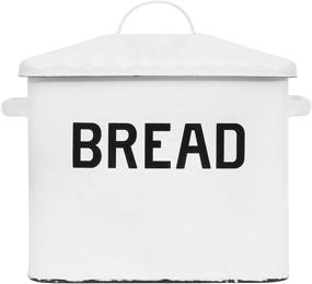 img 4 attached to 🍞 Farmhouse Kitchen Decor: Enameled Metal Handles Rustic White Bread Box with Lid by Creative Co-Op