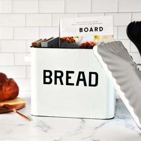 img 3 attached to 🍞 Farmhouse Kitchen Decor: Enameled Metal Handles Rustic White Bread Box with Lid by Creative Co-Op