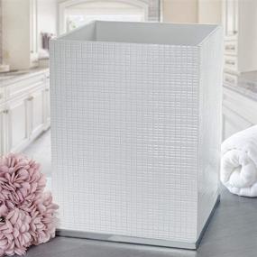 img 3 attached to Estella Small White Decorative Bathroom Trash Can - Creative Scents: Durable Garbage Can for Diaper, Paper, Wipes - Space Friendly Bath Waste Basket