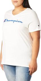 img 2 attached to 👕 V-Neck Tee for Women: Champion Plus Size Jersey with Script Logo