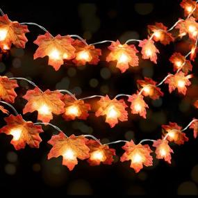 img 4 attached to Gibot Fall Decorations: 20 LED 🍁 Maple Leaf Lights for Indoor/Outdoor Autumn Ambiance