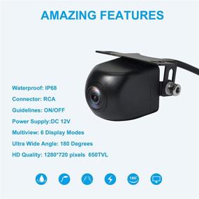 img 3 attached to 🚗 PARKVISION Super Wide Angle Multiview Smart Backup/Front Camera: 180° Horizontal Angle, Switchable Modes (Wide View/Split View/Top View) via One-Key Button. Ideal for Cars, RVs, Pickups, and Mini Trucks.