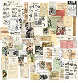 img 4 attached to 🎉 Vintage Scrapbooking Supplies: CATaireen Junk Journal Travel Scrapbook, including Paper Stickers, Decoupage Add-Ons, Embellishments, Chipboard, Mixed Media Materials, and Card Stock Paper