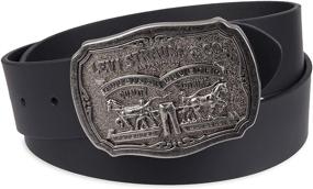 img 3 attached to 🔗 Black Antiqued Buckle Leather Belt by Levis