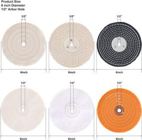 img 3 attached to 🔧 Makitoyo 6PCS 6 Inch Cotton Linen Buffing Polishing Wheels Set, 1/2" Thick with 1/2" Arbor Hole, Ideal for Bench Grinder or Drill