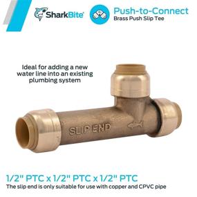 img 3 attached to Efficient SharkBite U3362LFA Slip Tee: 1/2 inch x 🦈 1/2 inch x 1/2 inch Brass - Easy Plumbing Solution