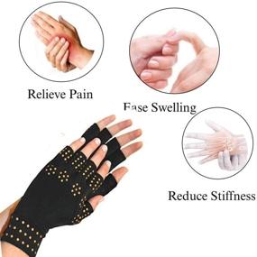 img 3 attached to Copper Infused Compression Arthritis Gloves - Magnetic Fingerless Therapy Gloves for Men and Women, Promotes Blood Flow, Anti-Arthritis Support (1 Pair)