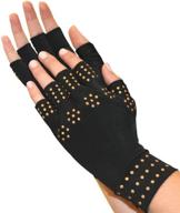 copper infused compression arthritis gloves - magnetic fingerless therapy gloves for men and women, promotes blood flow, anti-arthritis support (1 pair) логотип