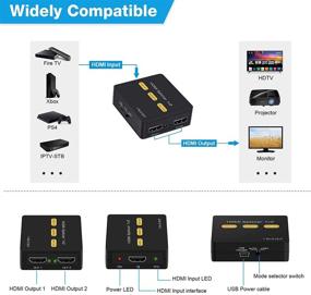 img 1 attached to NEWCARE HDMI Splitter 1x2 - 4K@60Hz Dual Monitor Duplicate/Mirror Only - HDMI2.0b Splitter 🔌 1 to 2 Amplifier - Auto Scaling, HDCP2.2, YUV 4:4:4, HDR - Includes HDMI Cable