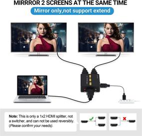 img 3 attached to NEWCARE HDMI Splitter 1x2 - 4K@60Hz Dual Monitor Duplicate/Mirror Only - HDMI2.0b Splitter 🔌 1 to 2 Amplifier - Auto Scaling, HDCP2.2, YUV 4:4:4, HDR - Includes HDMI Cable