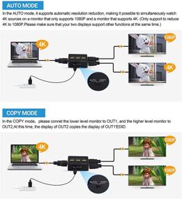 img 2 attached to NEWCARE HDMI Splitter 1x2 - 4K@60Hz Dual Monitor Duplicate/Mirror Only - HDMI2.0b Splitter 🔌 1 to 2 Amplifier - Auto Scaling, HDCP2.2, YUV 4:4:4, HDR - Includes HDMI Cable