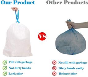 img 3 attached to 🗑️ Clear 4-Gallon Trash Bags with Drawstring - 60 Count, Unscented Small Garbage Bags for Bathroom, Kitchen, Office, Bedroom - 15 Liter Trash Can Liners