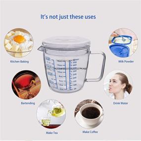 img 3 attached to 📏 Buperor Glass Measuring Cup: 2021 New Multi-scale Heat-resistant Borosilicate Glass Cup for Accurate Liquid Measurements in Kitchen Baking, Coffee, Milk, Bartending - 2 Cup Capacity