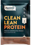 🍫 nuzest rich chocolate clean lean protein - premium vegan plant protein powder, european golden pea protein, single serving size logo