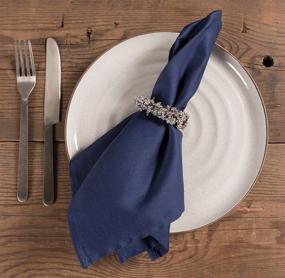img 3 attached to Set of 12 Oversized Navy Blue Dinner Napkins 🍽️ (20 x 20 inches) by KAF Home Chateau - Easy-Care Cloth