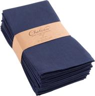 set of 12 oversized navy blue dinner napkins 🍽️ (20 x 20 inches) by kaf home chateau - easy-care cloth logo