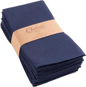 img 4 attached to Set of 12 Oversized Navy Blue Dinner Napkins 🍽️ (20 x 20 inches) by KAF Home Chateau - Easy-Care Cloth