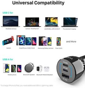 img 2 attached to 🔌 WOTOBEUS 95W USB Type C Car Charger + 6ft 5A 100W Cable | PD 65W 30W | PPS 45W 25W | Super Fast Charging 18W | Cigarette Lighter Adapter for iPad Pro, MacBook, Laptop, Samsung Galaxy 5G, S21 Ultra, Note 20/10 Plus