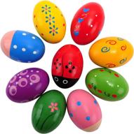 easter wooden egg shakers maracas: perfect party favors, classroom prizes, and percussion musical instruments (9 pcs) логотип