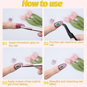 img 2 attached to 💅 PAGOW 32 шт. наклеек для ногтей в форме сердца с ринестонами - AB переливающаяся смесь размеров, 3D хрустальные бриллианты, золотые сплавные подвески, декорации для ногтей в стиле DIY.