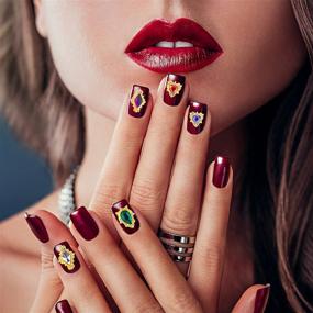 img 3 attached to 💅 PAGOW 32 шт. наклеек для ногтей в форме сердца с ринестонами - AB переливающаяся смесь размеров, 3D хрустальные бриллианты, золотые сплавные подвески, декорации для ногтей в стиле DIY.