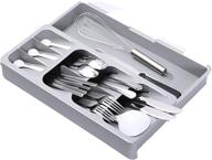 🍴 maximize your kitchen space: expandable flatware drawer organizer for knife & fork tray, silverware storage and utensil holder in gray логотип