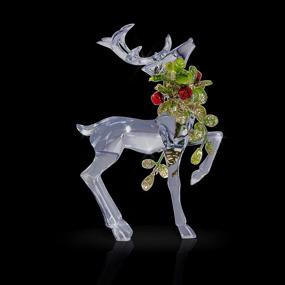 img 2 attached to Acrylic Christmas Reindeer Ornaments - Clear Party Deer Figurine Statues with Green Mistletoe and Red Berries - Holiday Dinner Table Decorations Centerpiece - Pack of 2