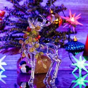 img 1 attached to Acrylic Christmas Reindeer Ornaments - Clear Party Deer Figurine Statues with Green Mistletoe and Red Berries - Holiday Dinner Table Decorations Centerpiece - Pack of 2