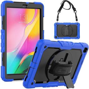 img 4 attached to SEYMAC Galaxy Tab A 10.1 2019 Case: Heavy-Duty Protective Case with Screen Protector, Shoulder Strap, 360 Stand, and Hand Strap - Compatible with Samsung Tab A 10.1 2019 (Black/Blue)