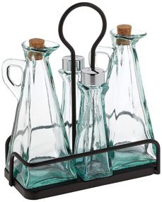 img 4 attached to 🧂 Tablecraft Marbella Oil & Vinegar, Salt & Pepper Set with Metal Rack: Commercial-Quality Tabletop Display for Restaurants