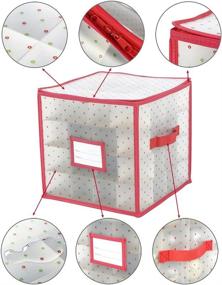 img 2 attached to 🎄 Sattiyrch Plastic Christmas Ornament Storage Box: Convenient Zippered Closure for up to 64 x 3-inch Standard Ornaments, with Dividers & Two Durable Handles