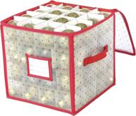 🎄 sattiyrch пластиковый ящик для хранения рождественских украшений: удобное застегивание на молнию для до 64 стандартных орнаментов диаметром 3 дюйма, с перегородками и двумя прочными ручками. логотип