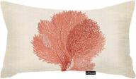 🌊 cute red coral coastal theme throw pillow cover - ofloral home decorative rectangle pillowcases, 12 x 20 inch cotton linen sofa cushion covers логотип