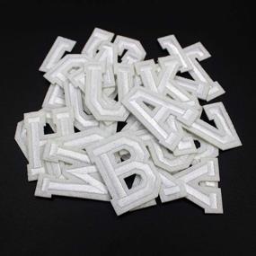 img 4 attached to 🅰️ 26 PCS Alphabet Set: White Embroidered Letter Iron On Patches, Sew On Appliques - Decorative Repair Patches for Hats, Jackets, Shirts, Vests, Shoes, Jeans