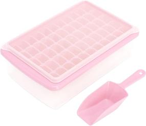 img 4 attached to 🧊 CZWL&amp;HG Ice Cube Tray With Lid and Bin - 55 Nugget Mini Ice Tray, Flexible Safe Ice Cube Molds with Ice Container, Scoop and Cover (Pink)