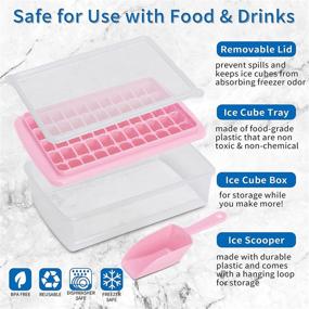 img 3 attached to 🧊 CZWL&amp;HG Ice Cube Tray With Lid and Bin - 55 Nugget Mini Ice Tray, Flexible Safe Ice Cube Molds with Ice Container, Scoop and Cover (Pink)